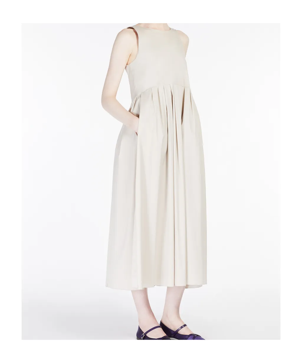 Pleated V-Back Sleeveless Dress