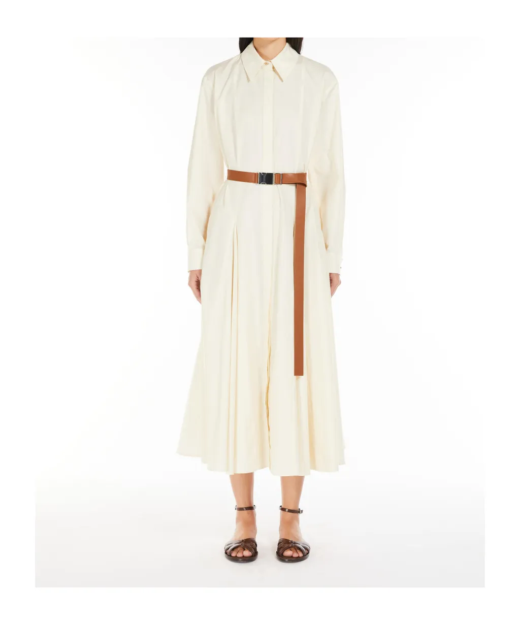 Belted Long-Sleeved Chemise Dress
