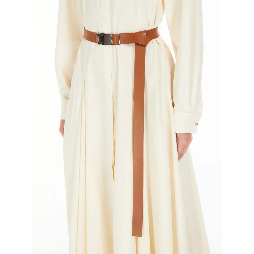 Belted Long-Sleeved Chemise Dress