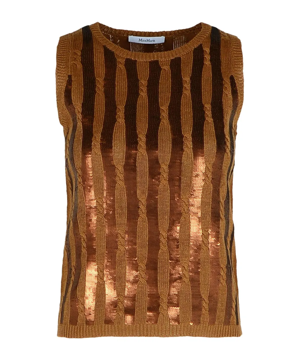 Sequin Detailed Sleeveless Knit Top