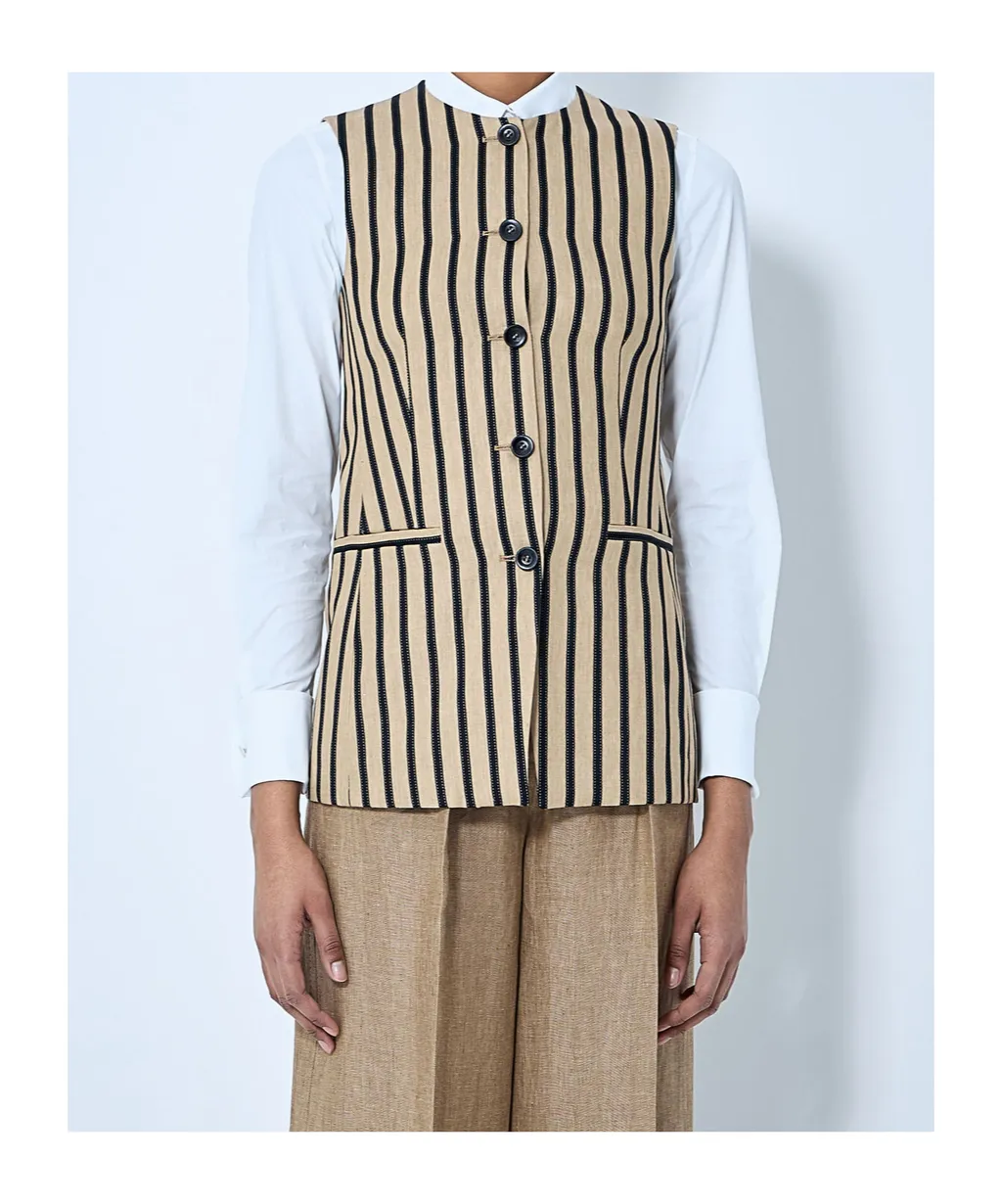 Striped Button-Up Vest