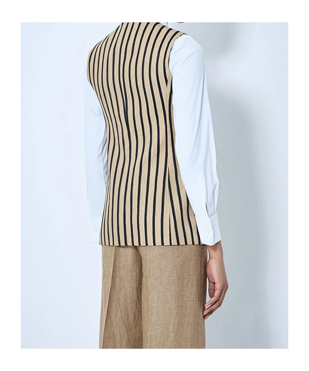 Striped Button-Up Vest