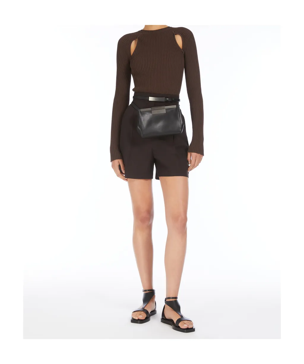Cut-Out Ribbed Long-Sleeve Top