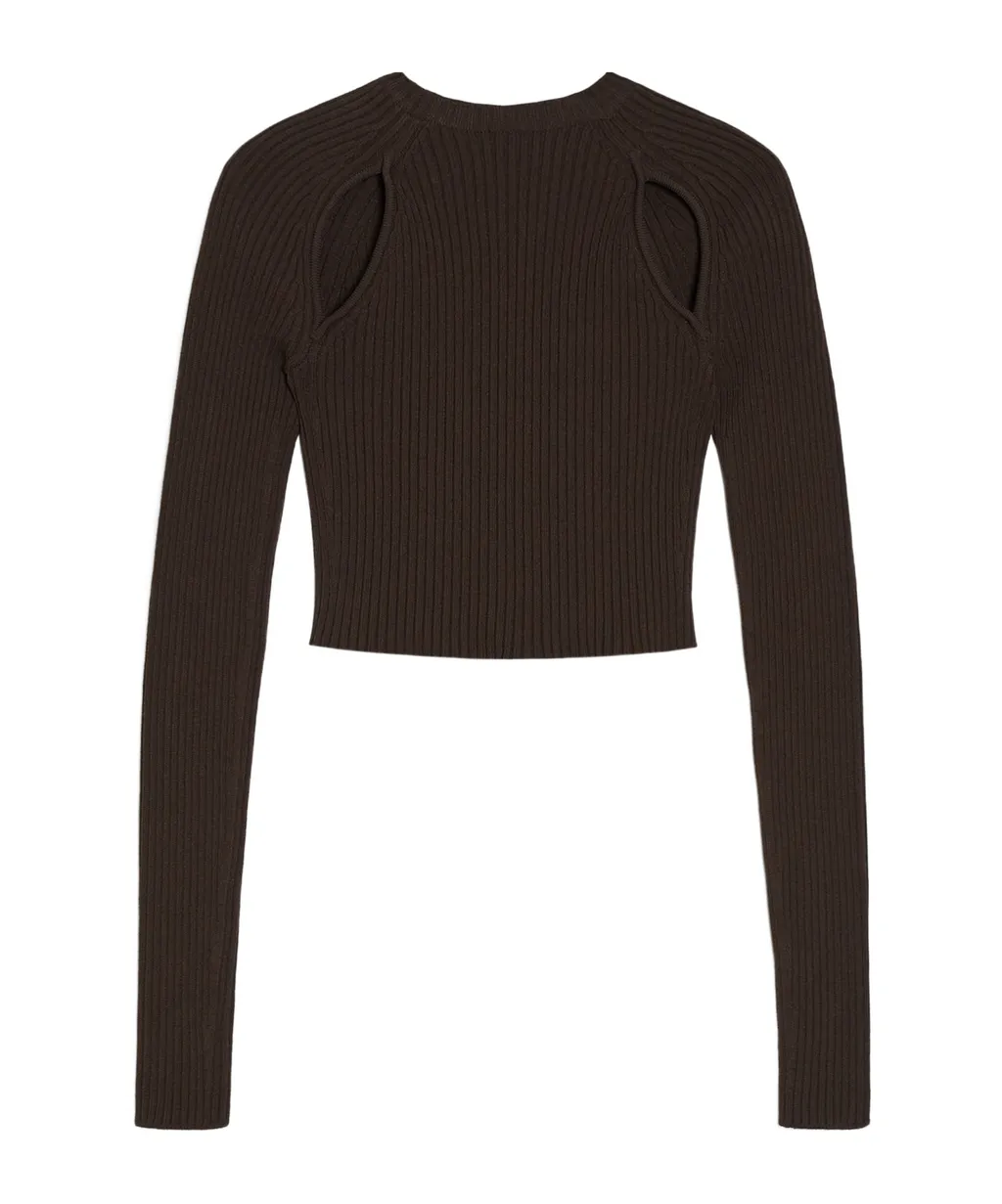 Cut-Out Ribbed Long-Sleeve Top
