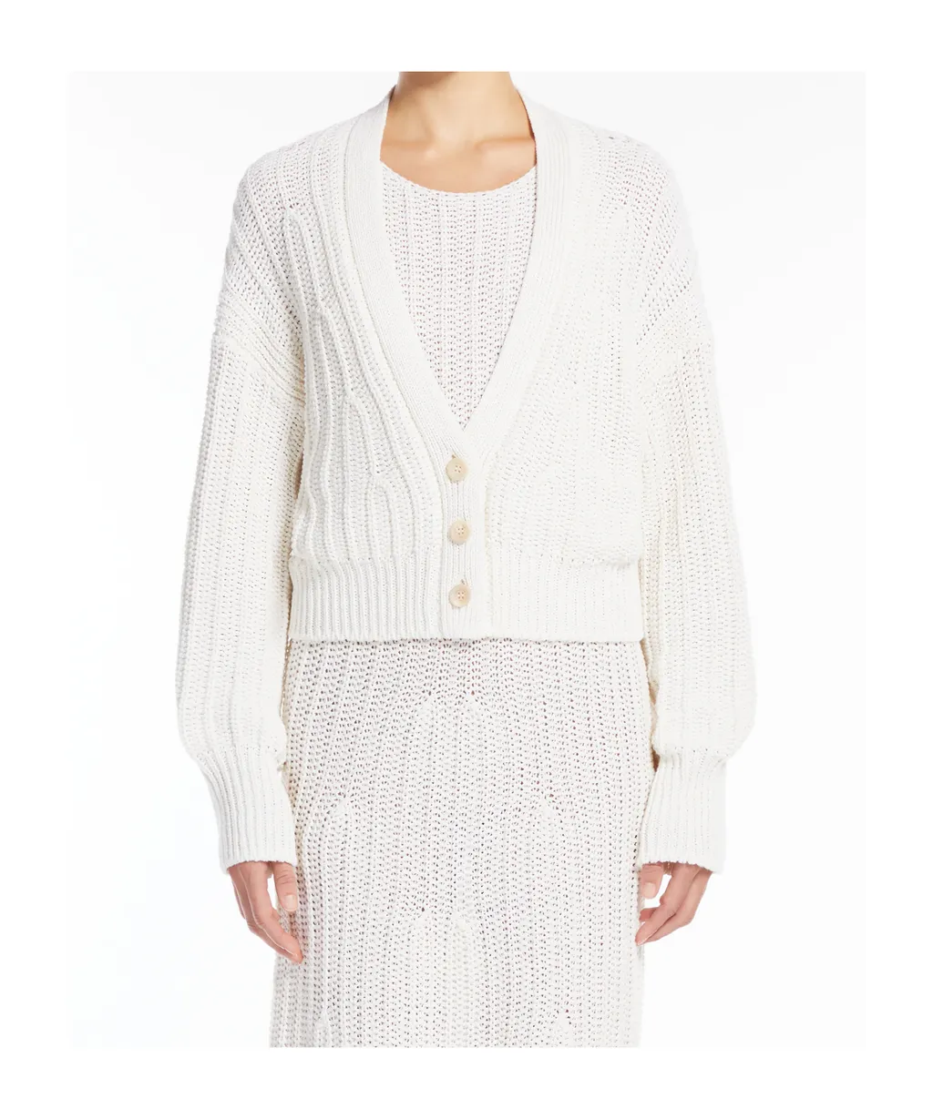 Ribbed Linen And Cotton Cardigan