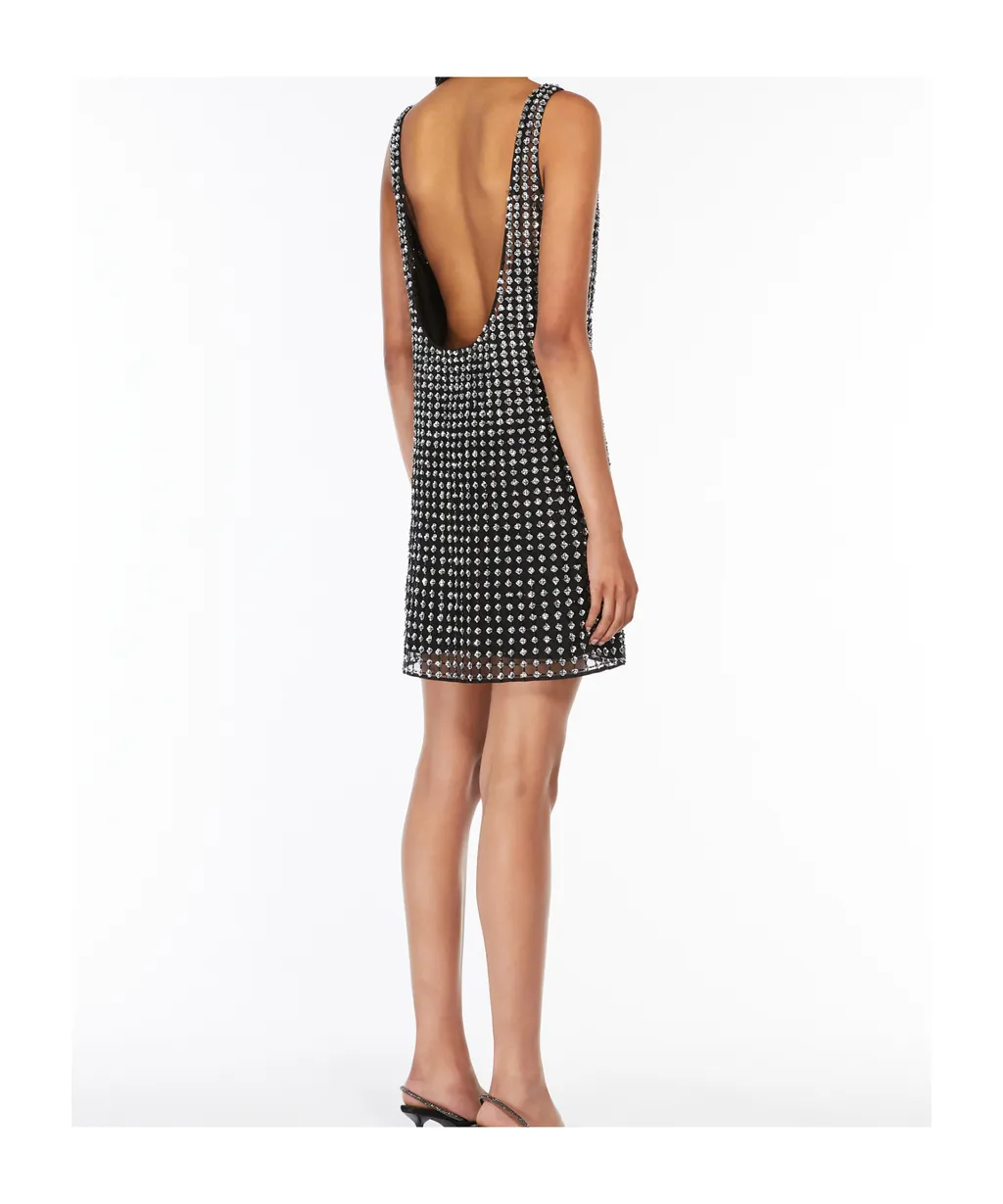 Short Dress In Organza And Sequins