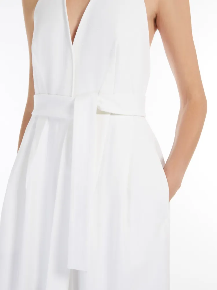 V-Neck Belted Sleeveless Dress