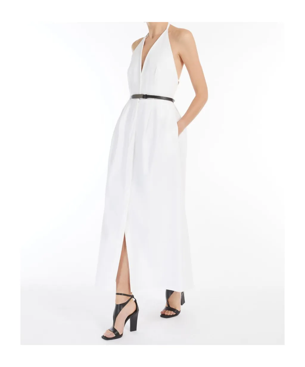 V-Neck Belted Sleeveless Dress