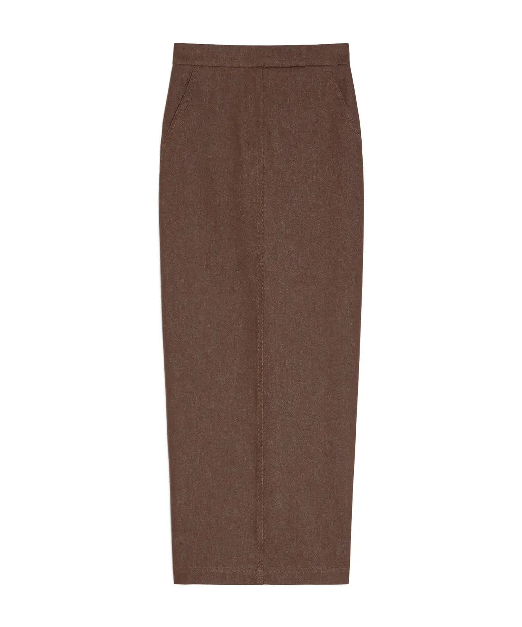 Button Detailed Back Slit Skirt