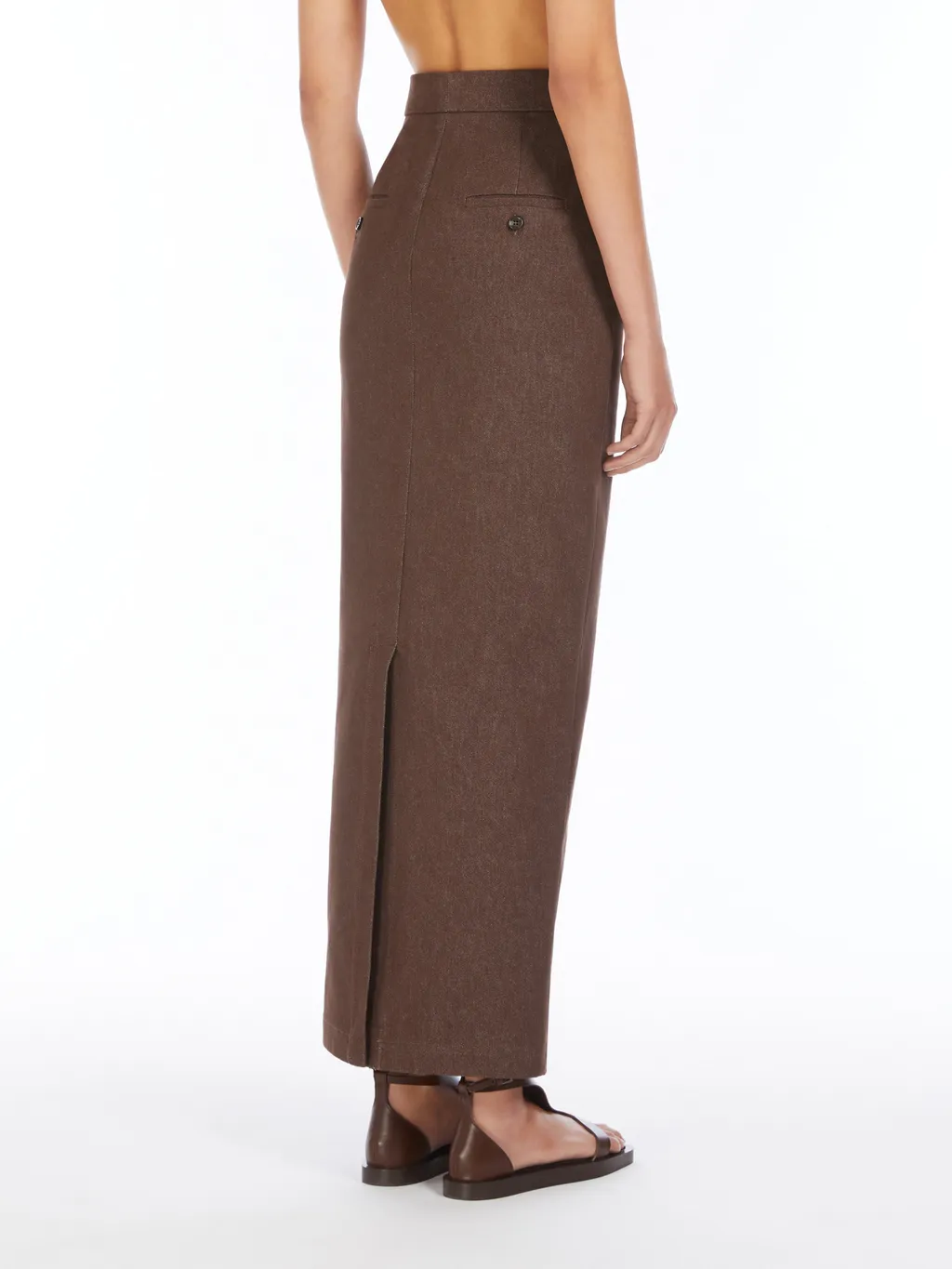 Button Detailed Back Slit Skirt