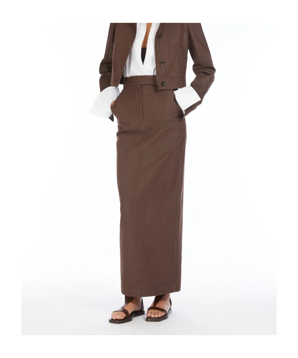 Button Detailed Back Slit Skirt