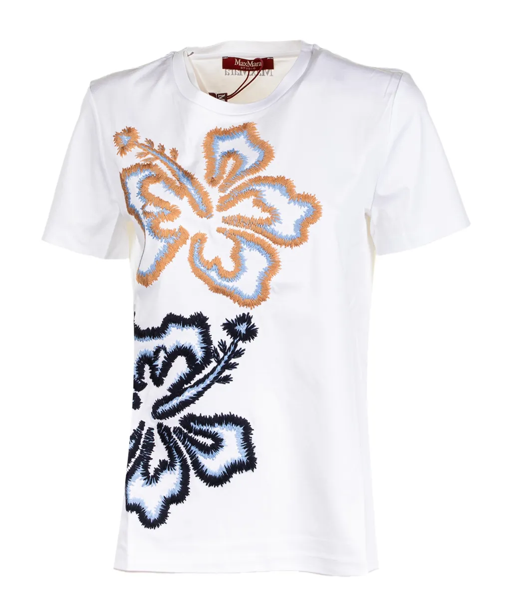 Floral Embroidered Crewneck T-Shirt