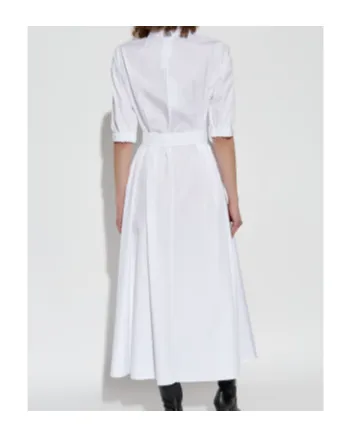 Button Detailed Belted Midi Shirt Dress