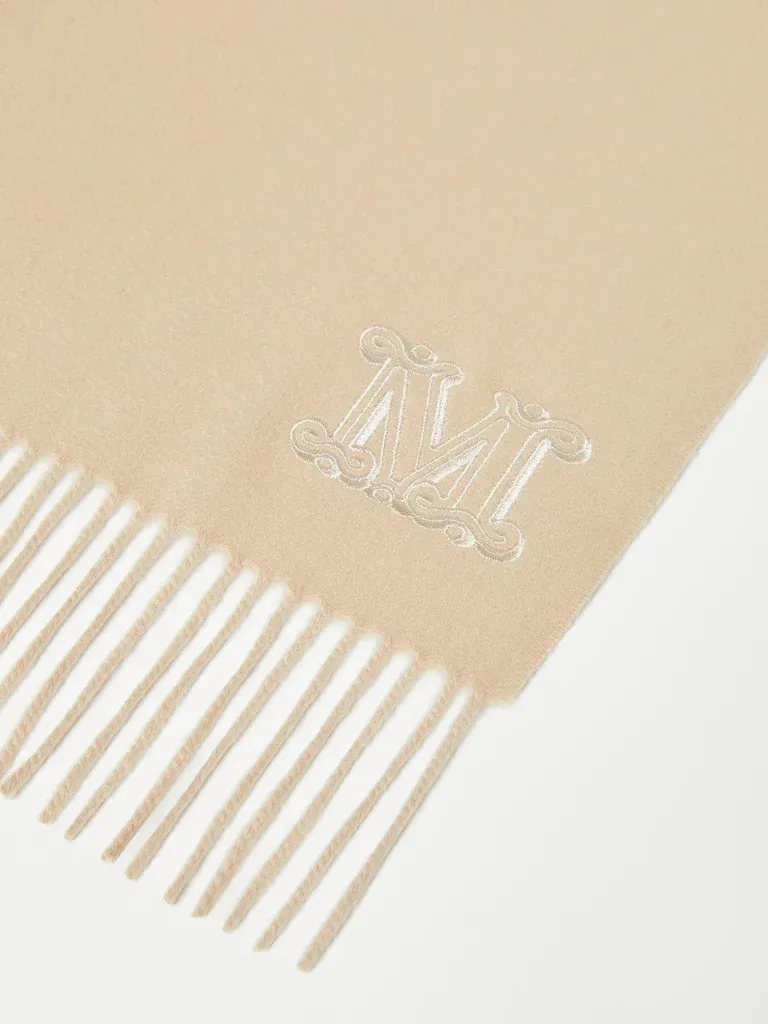 Logo Embroidered Fringed Edge Scarf