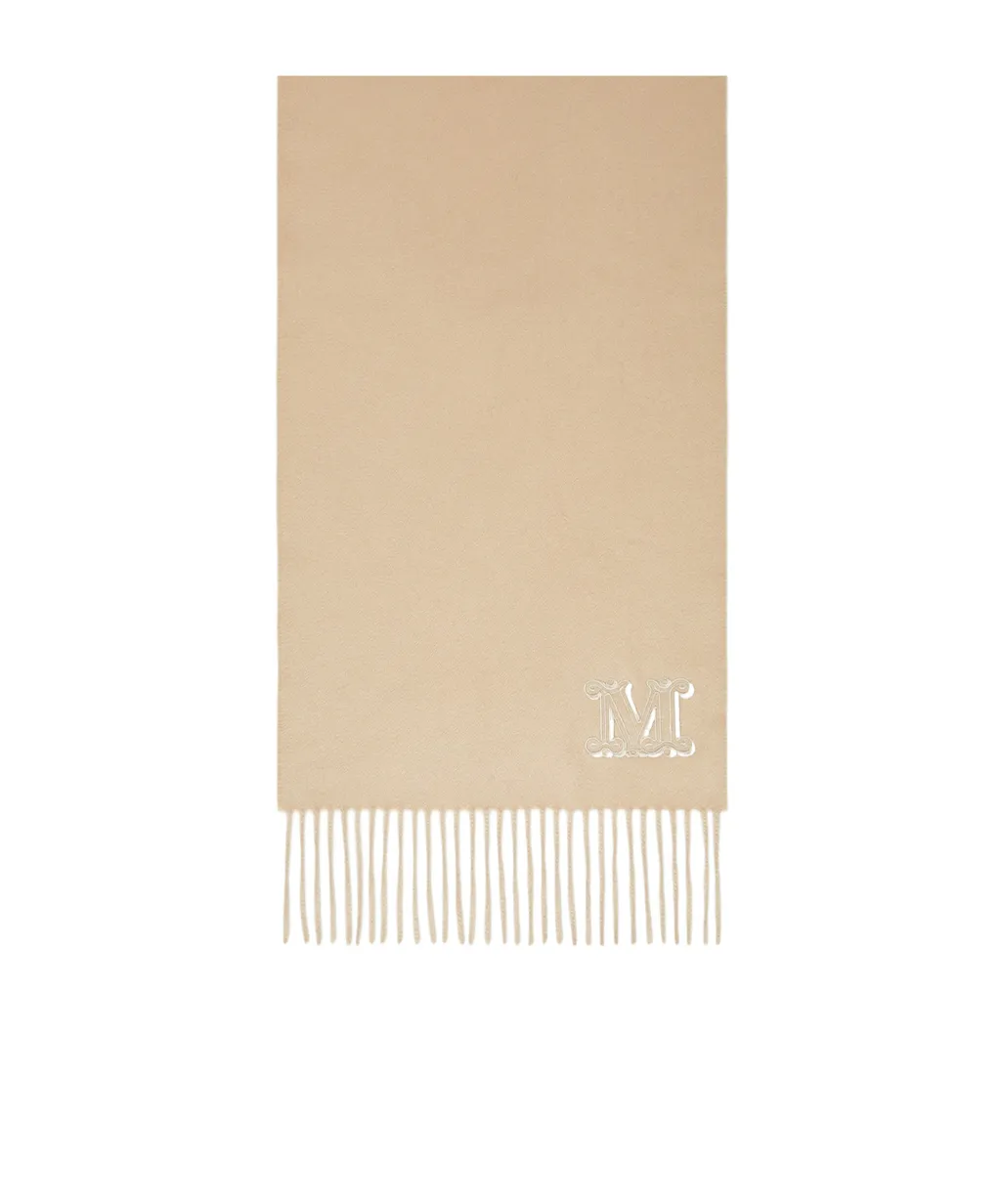 Logo Embroidered Fringed Edge Scarf