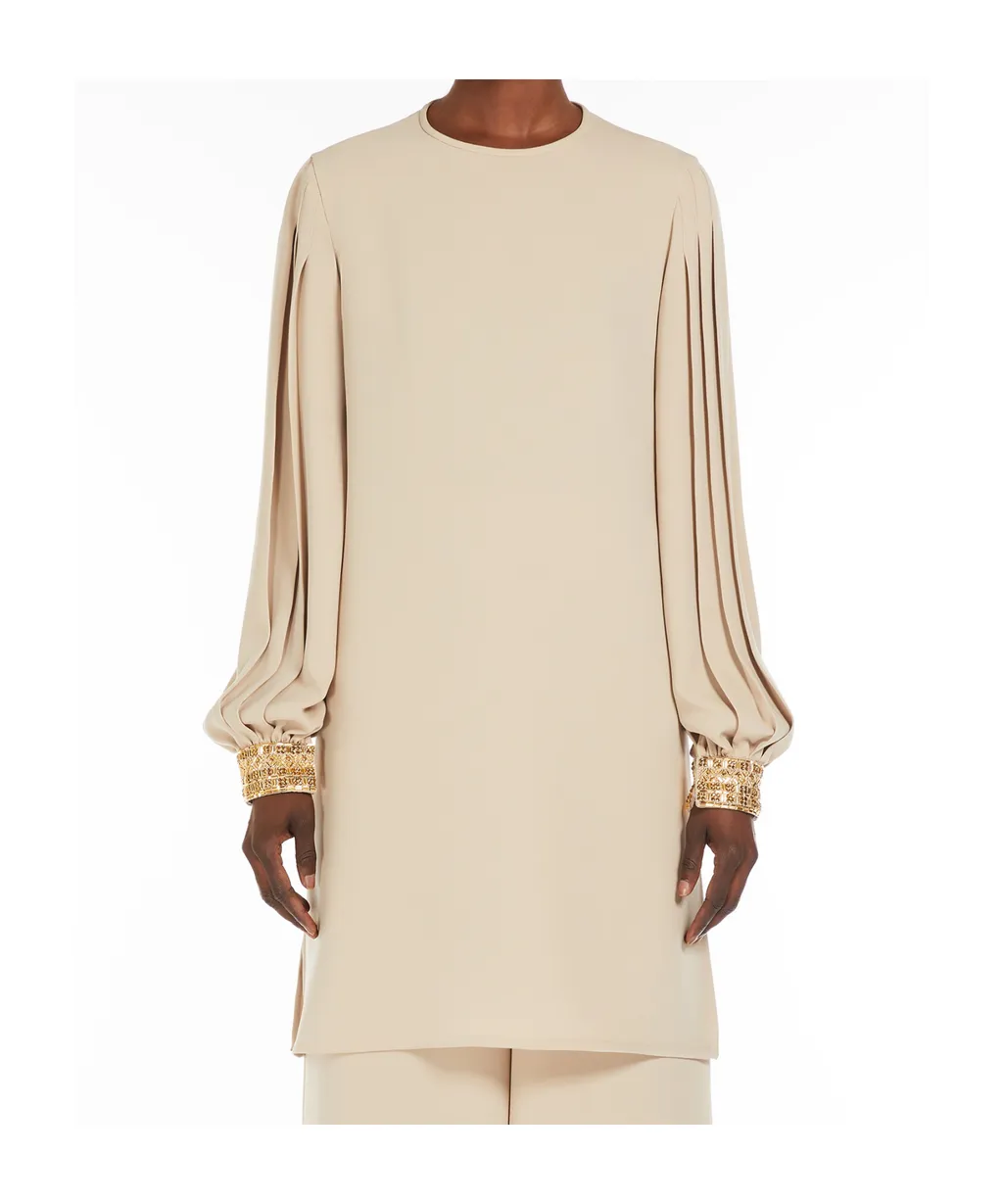 Quadro Crewneck Pleated Top