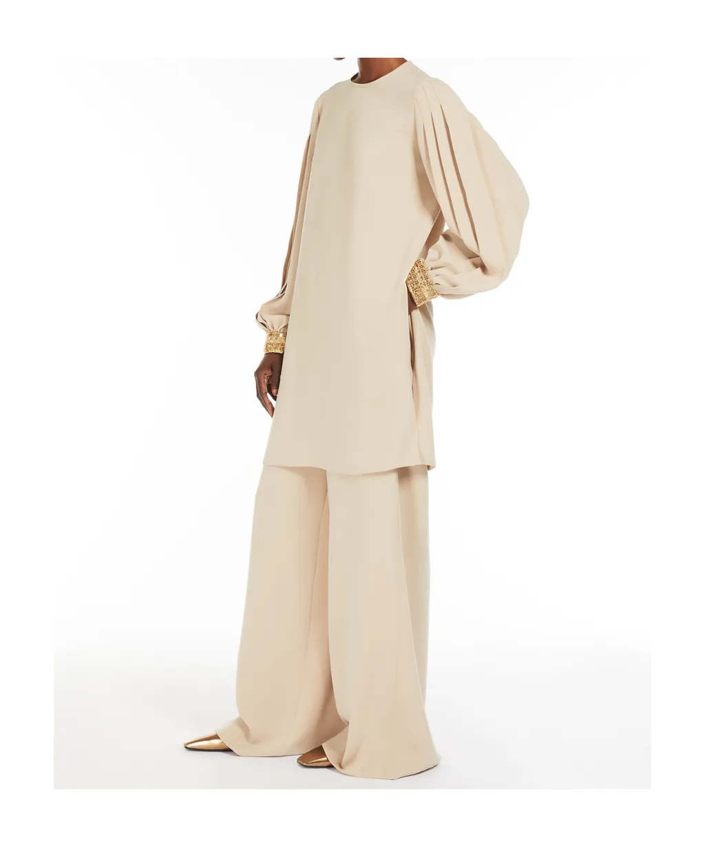 Quadro Crewneck Pleated Top