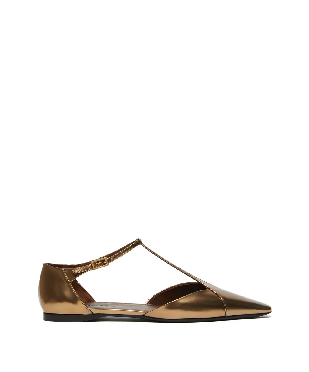Laminated Leather Ballet Flats