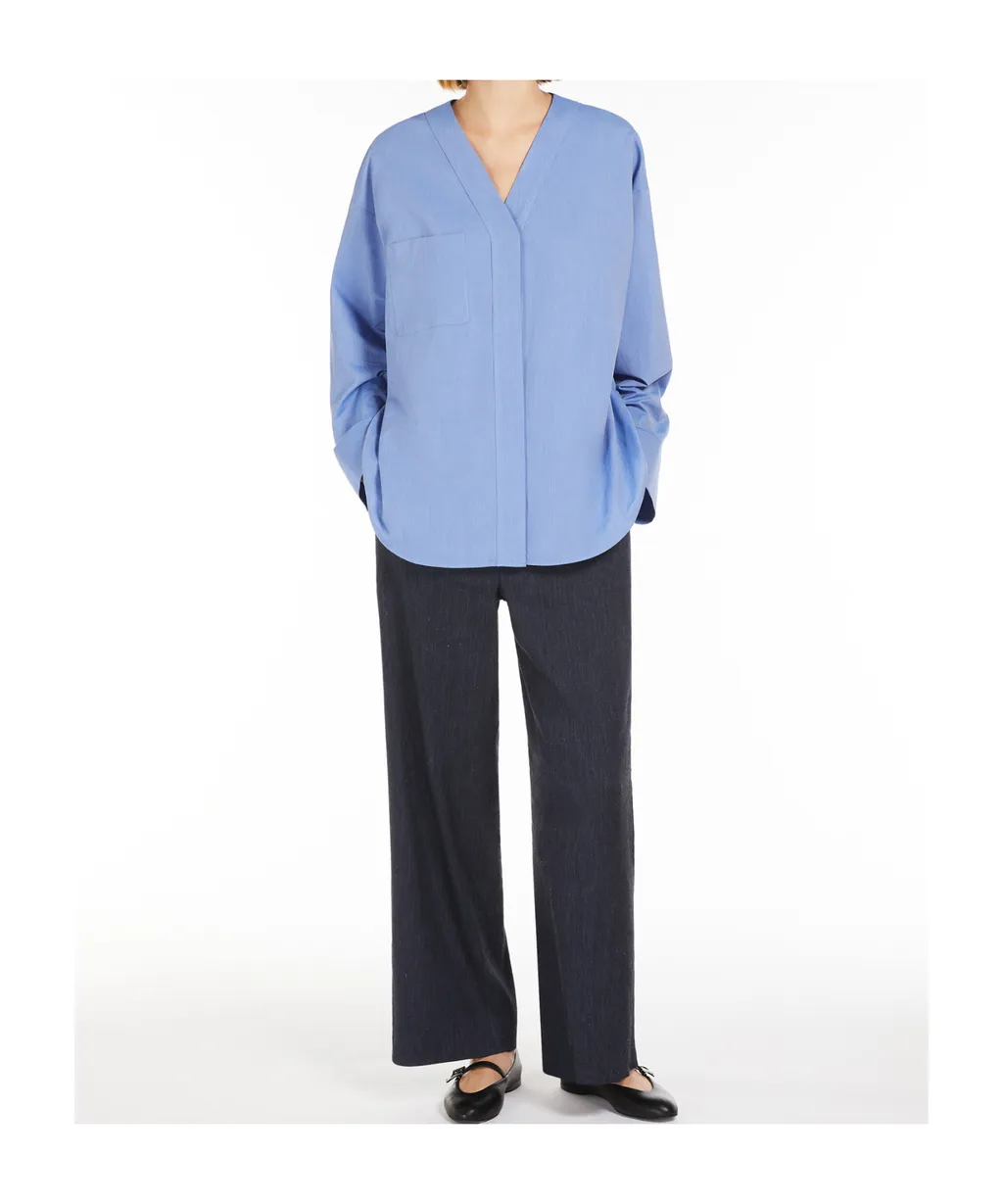 Cotton Canvas V-Neck Shirt