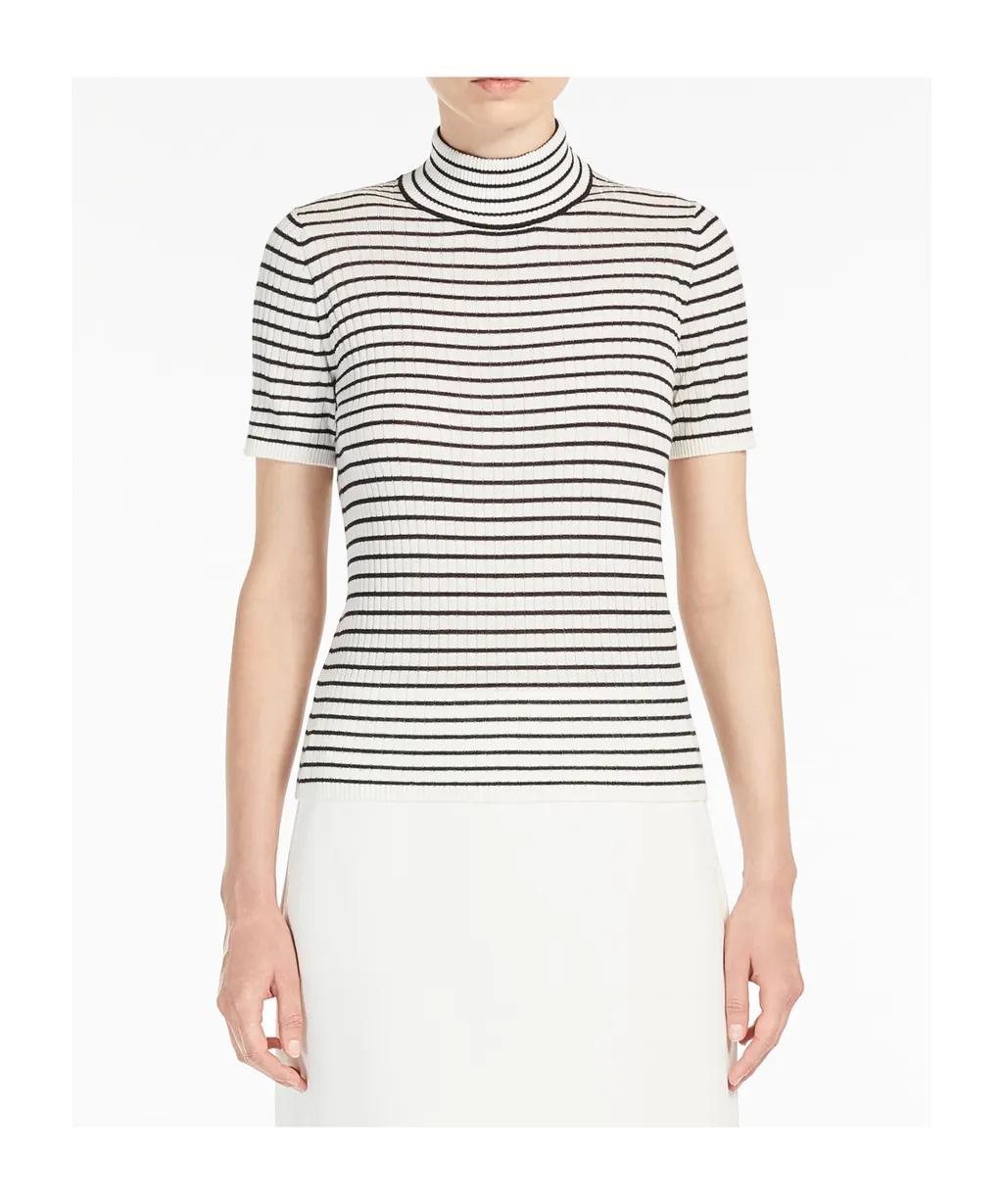 Striped Turtleneck Knit Top