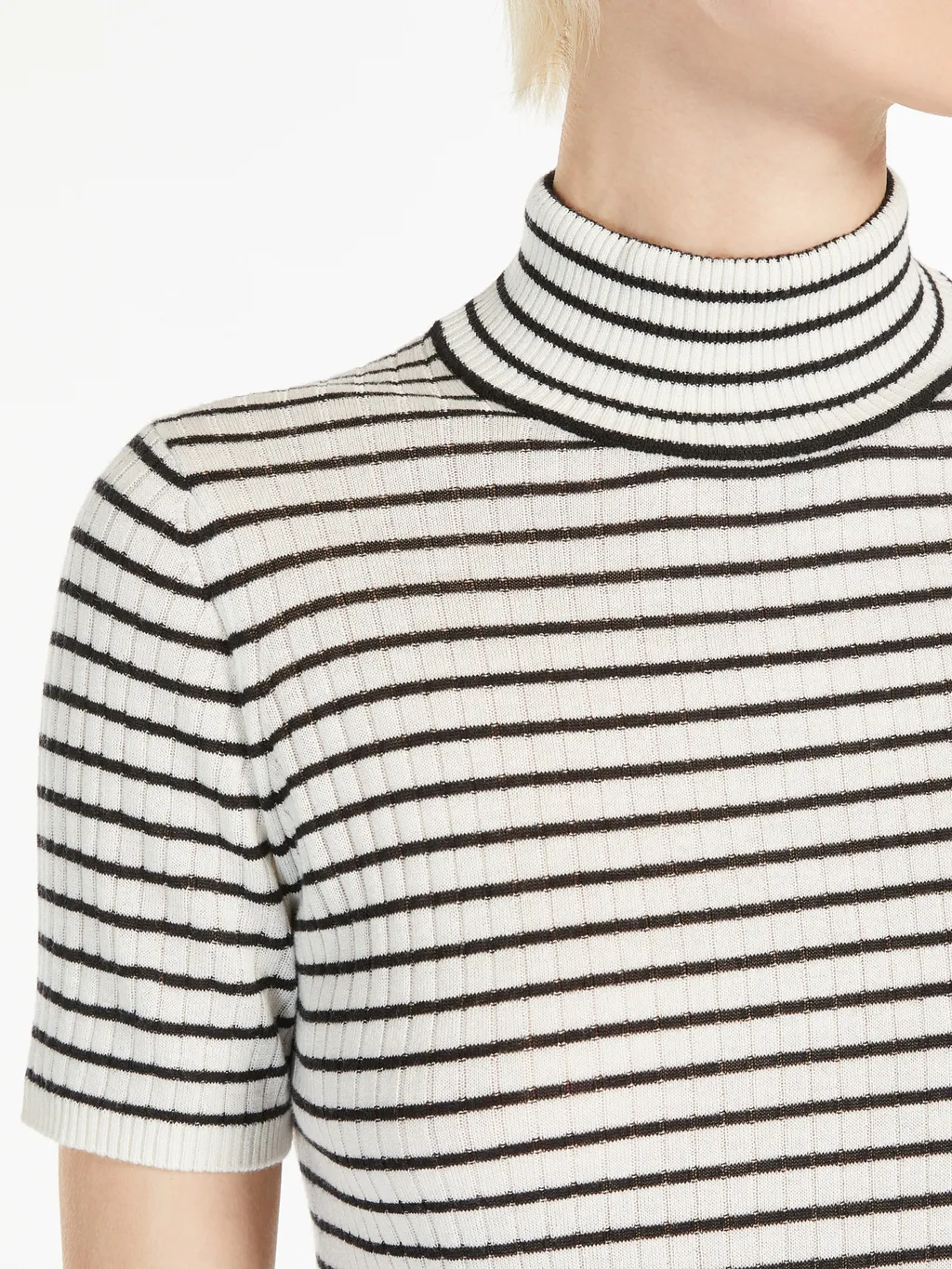 Striped Turtleneck Knit Top