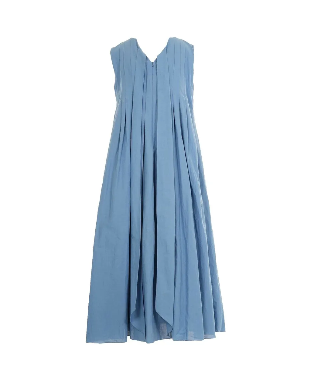 V-Neck Pleated Sleeveless Dress