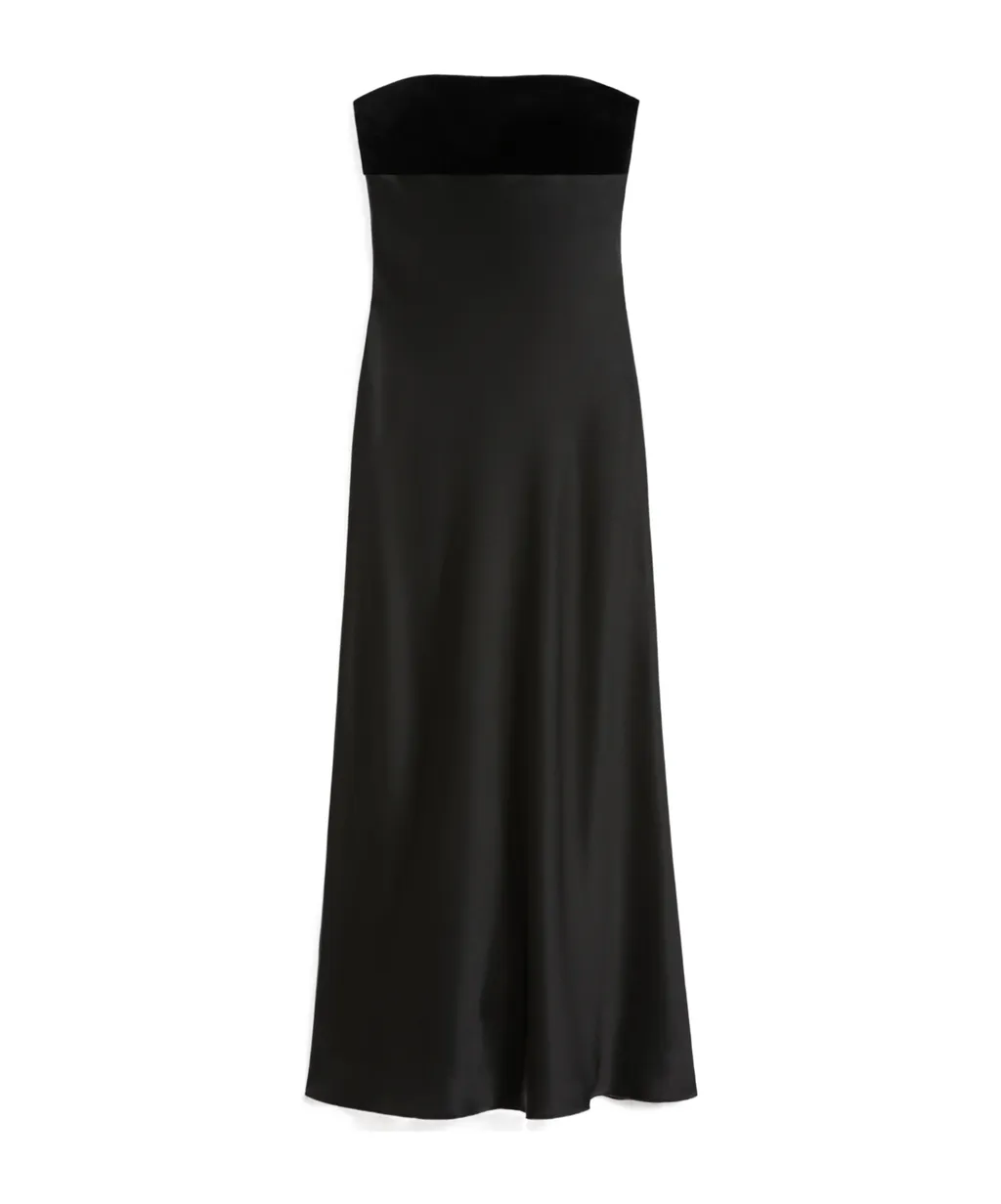Satin Velvet Off-The-Shoulder Dress