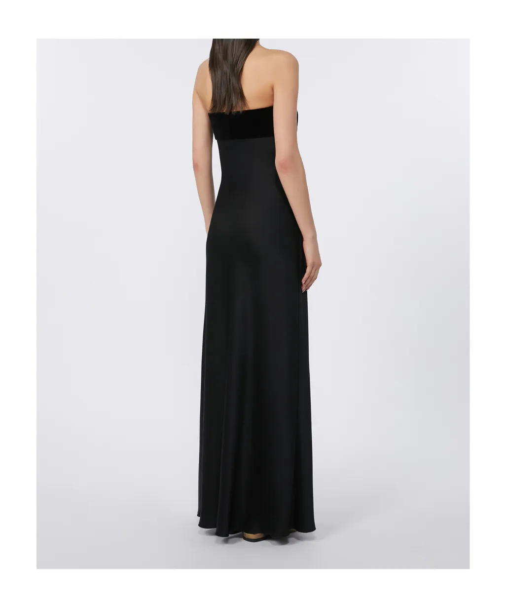 Satin Velvet Off-The-Shoulder Dress