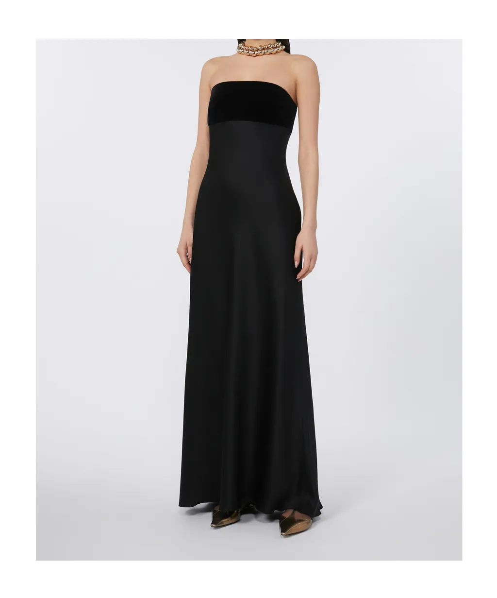 Satin Velvet Off-The-Shoulder Dress