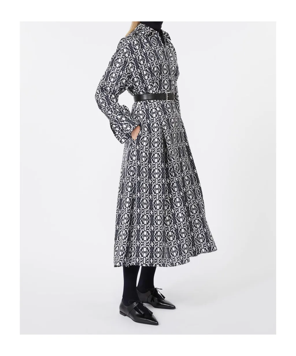 Esploso Patterned Long-Sleeve Shirt Dress