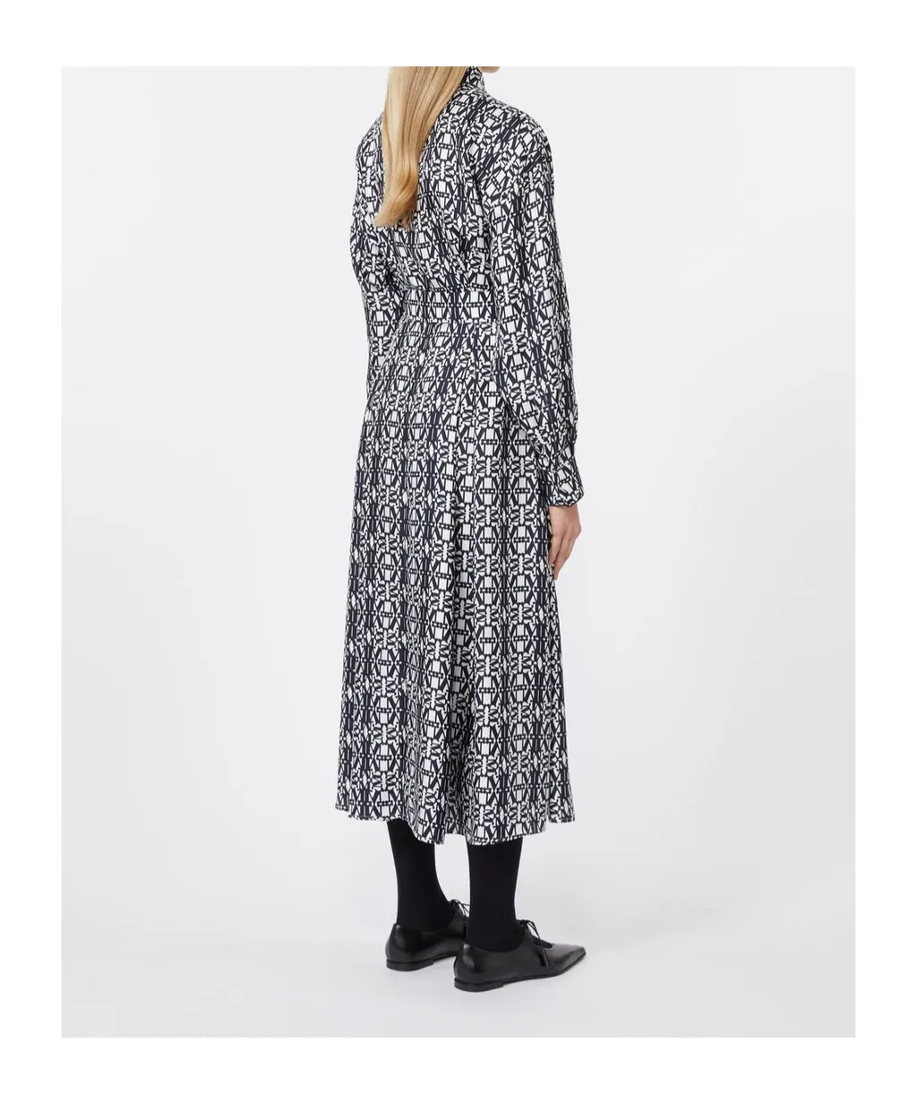 Esploso Patterned Long-Sleeve Shirt Dress