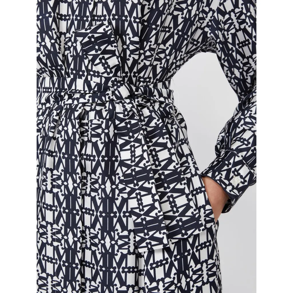 Esploso Patterned Long-Sleeve Shirt Dress