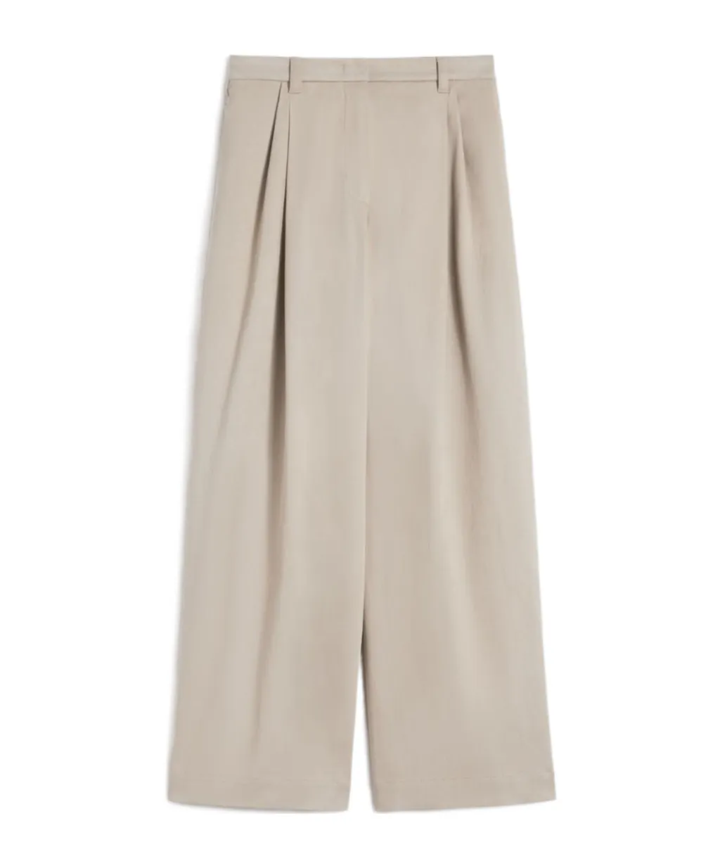 Stretch Drill Wide-Leg Trousers