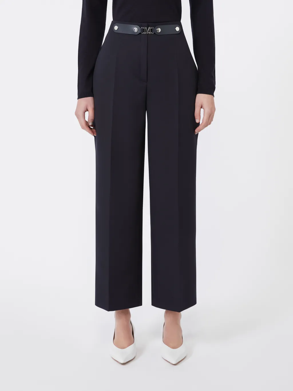 Washed Fabric Cropped Trousers
