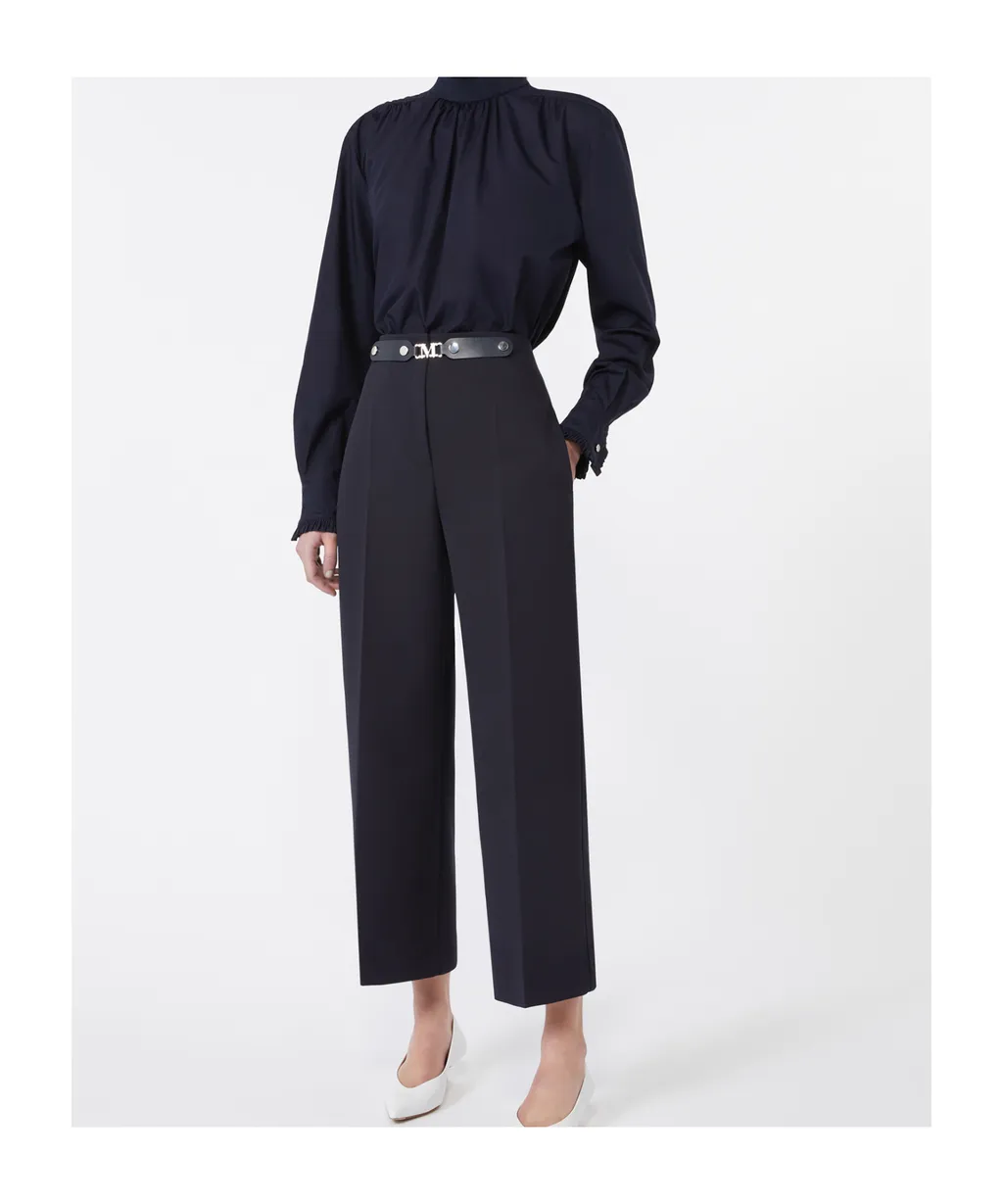 Washed Fabric Cropped Trousers
