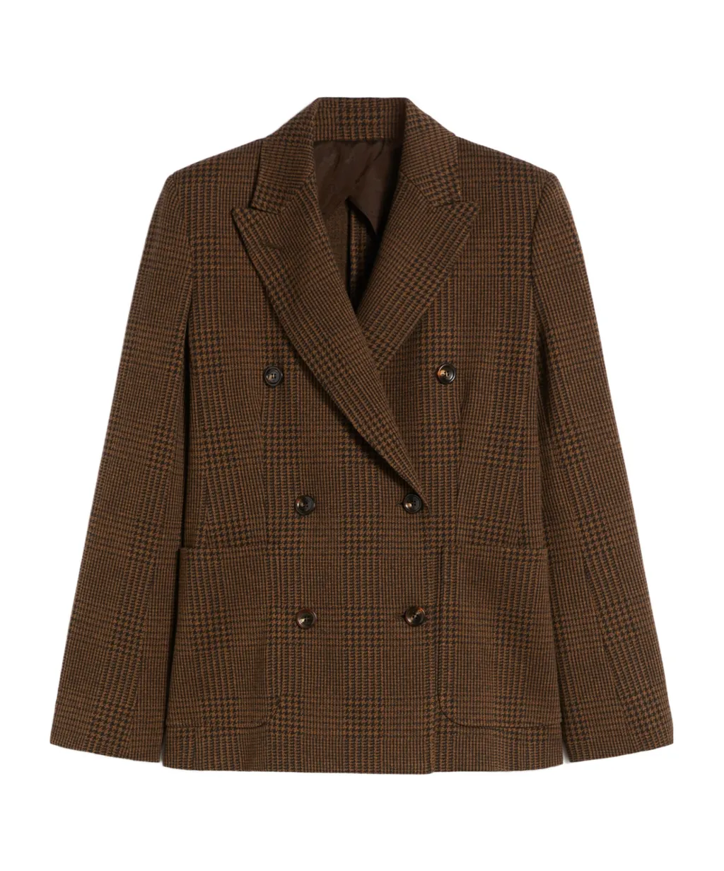 Double-Breasted Checked Blazer