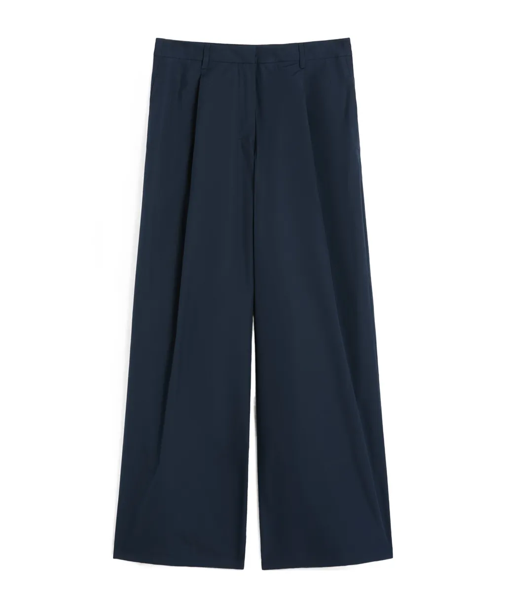 Wide-Fit Cotton Poplin Trousers