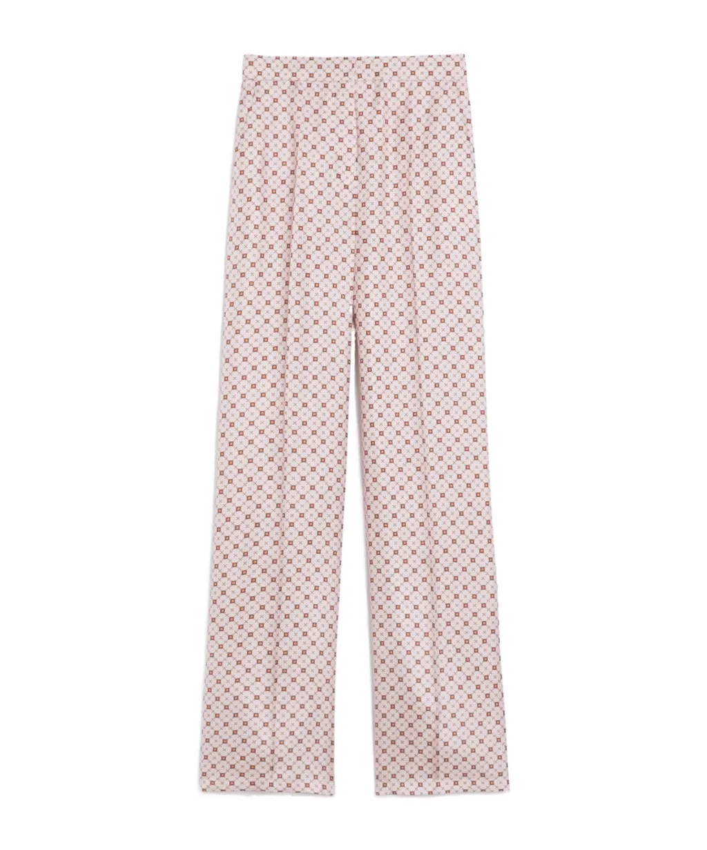 Straight-Fit Printed Silk Trousers