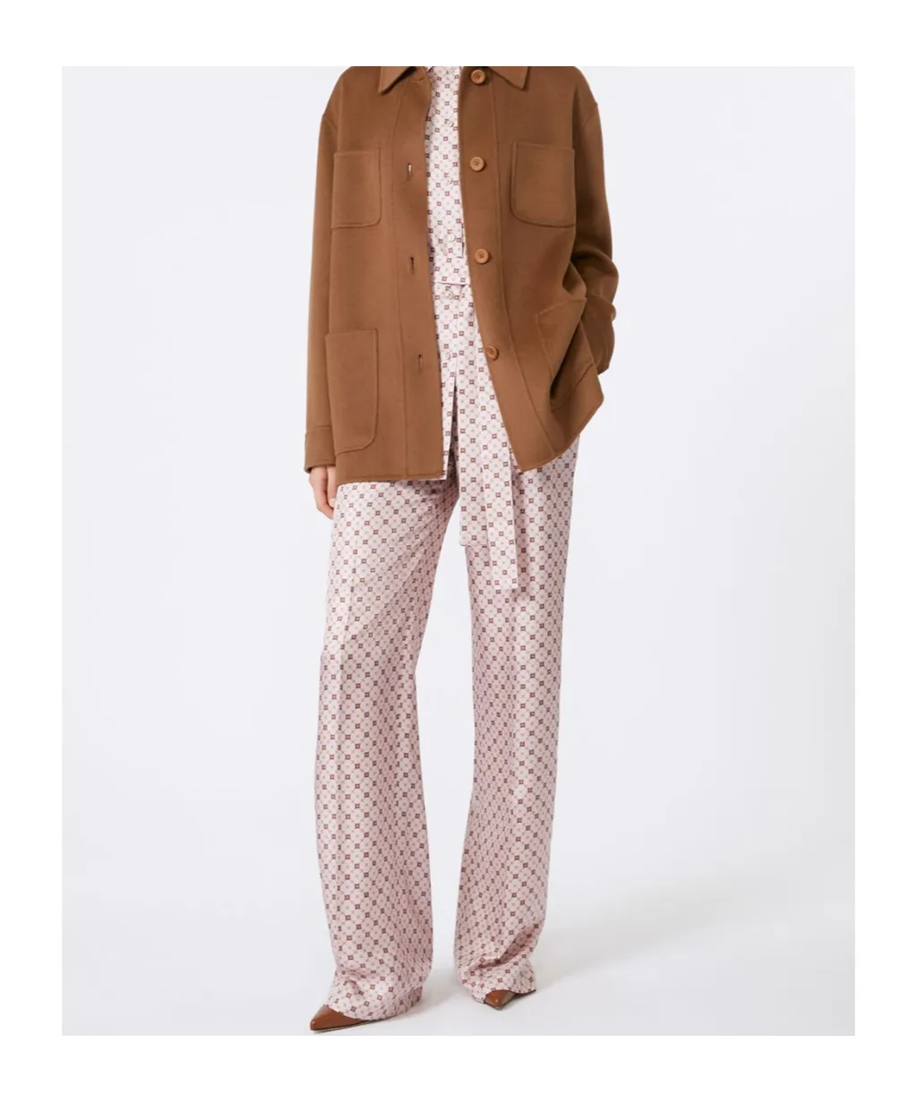 Straight-Fit Printed Silk Trousers