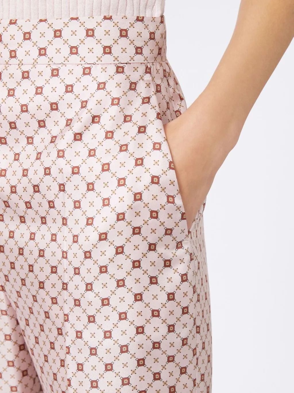 Straight-Fit Printed Silk Trousers