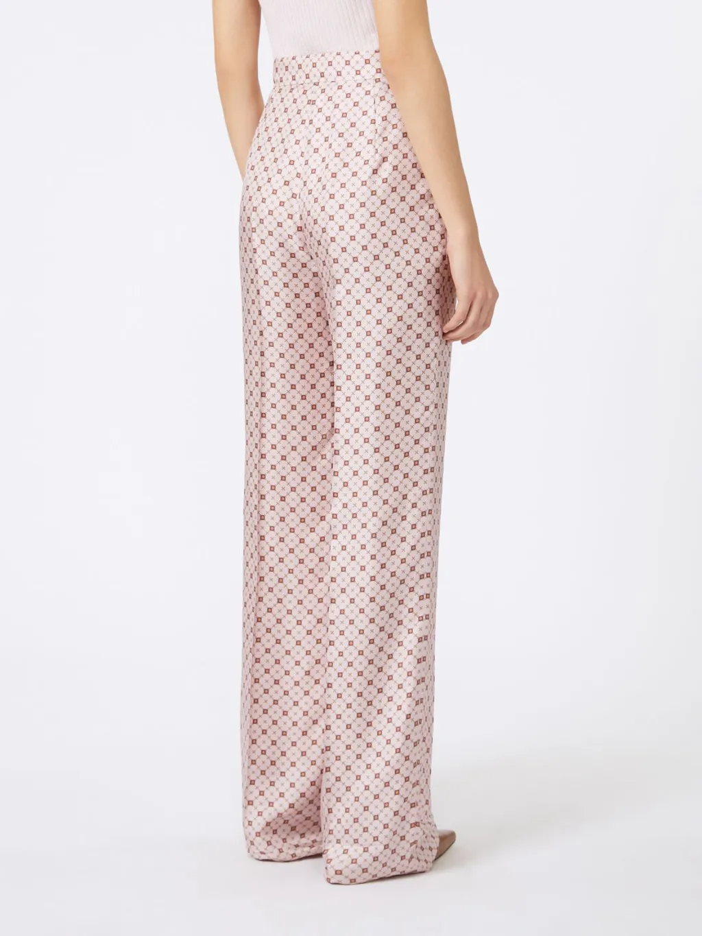 Straight-Fit Printed Silk Trousers