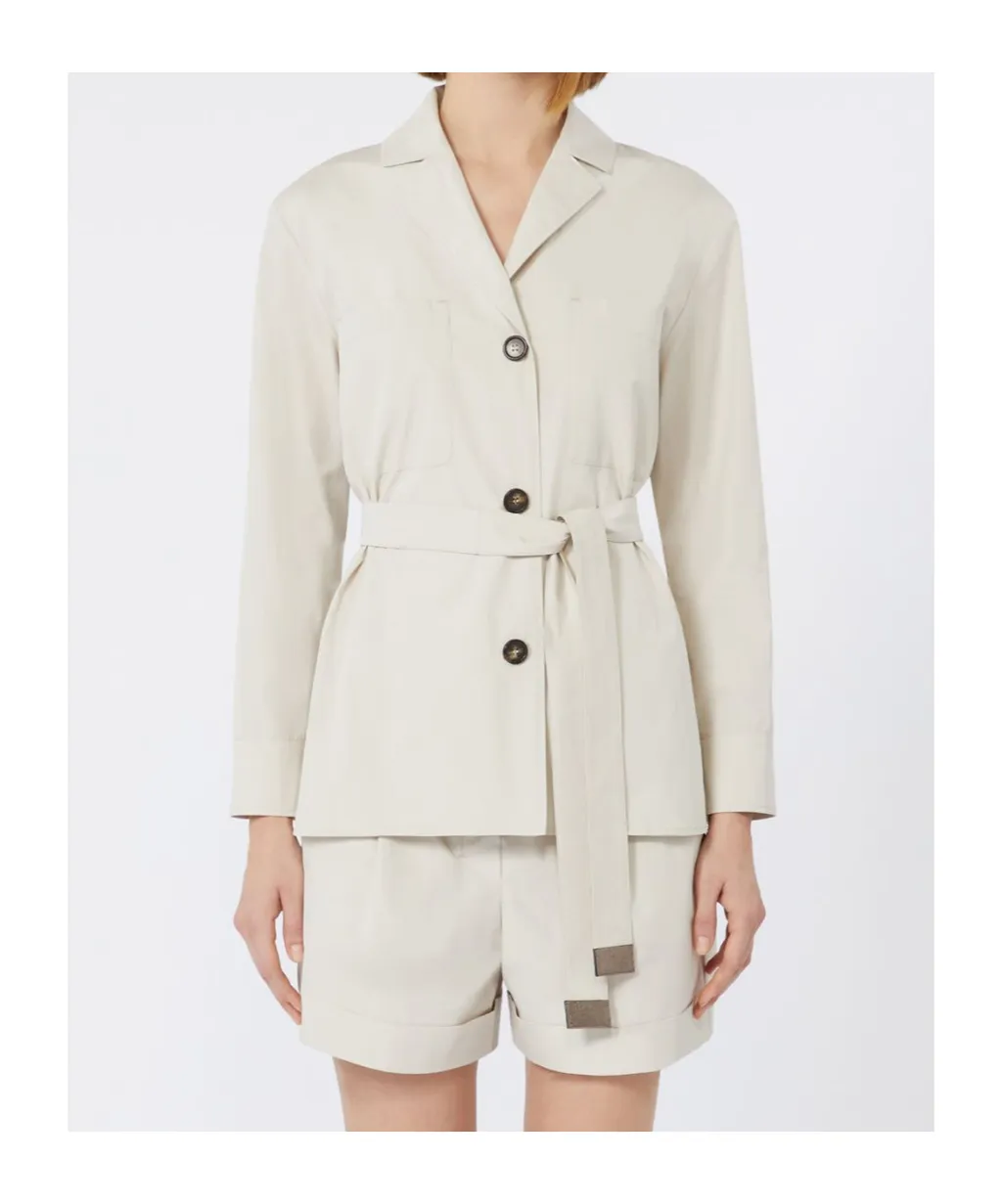 Cotton Shirt With Belt Detail