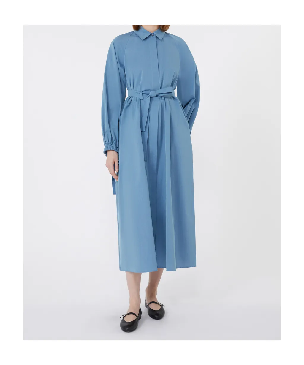 Long Taffeta Shirt Dress