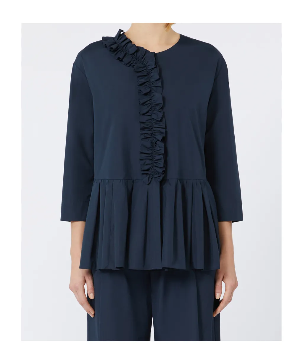 Flounce-Detail Washed Cotton Shirt