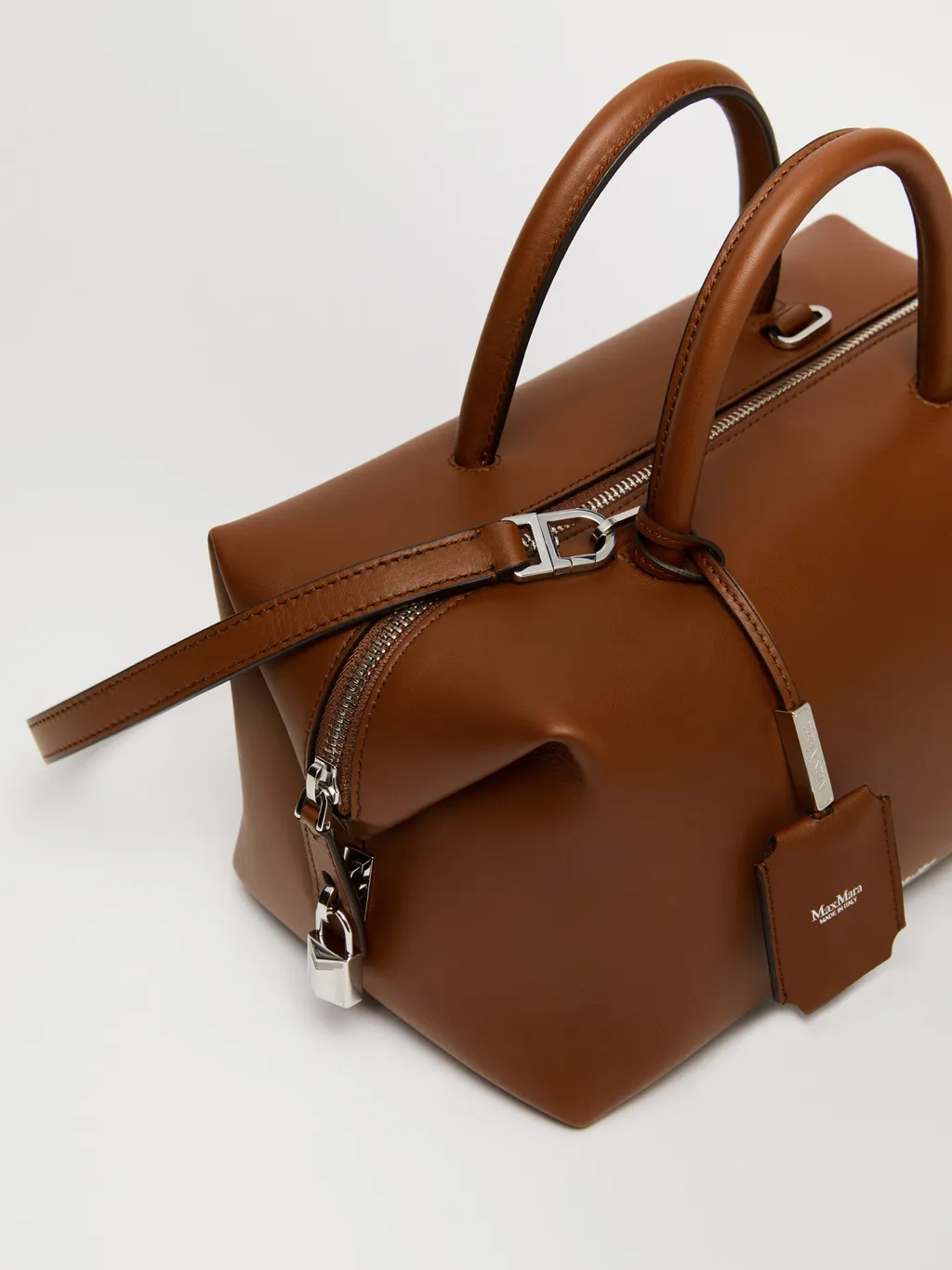 Medium Natural Leather Bowler Bag