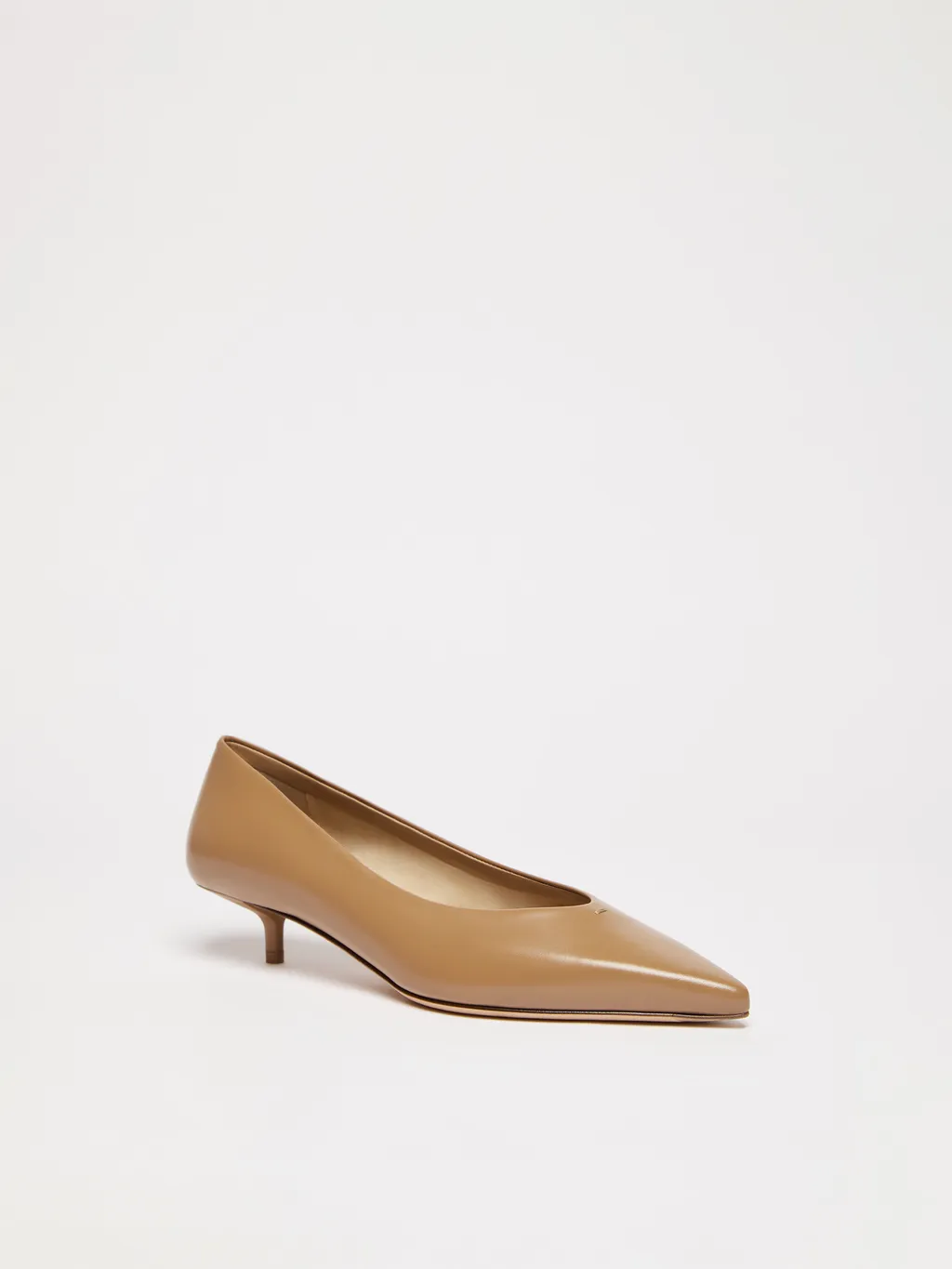 Kitten-Heel Leather Court Shoes