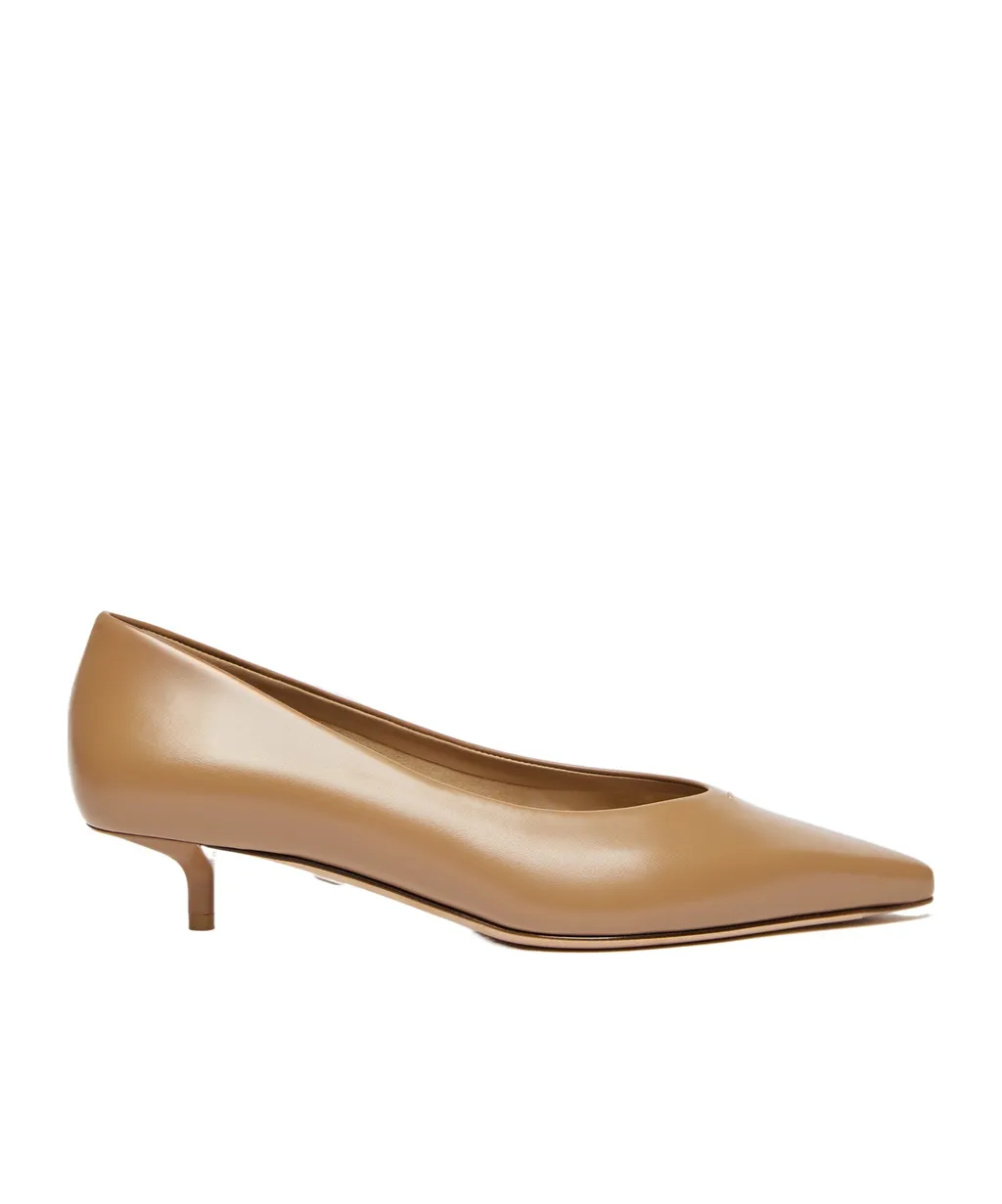 Kitten-Heel Leather Court Shoes