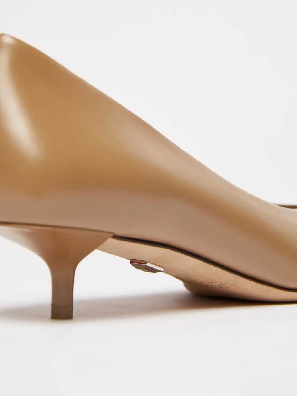 Kitten-Heel Leather Court Shoes