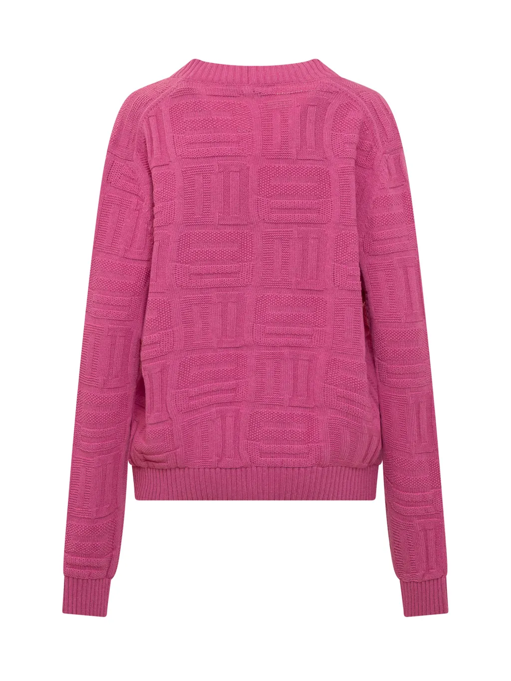 Monogram-Knitted Buttoned V-Neck Cardigan