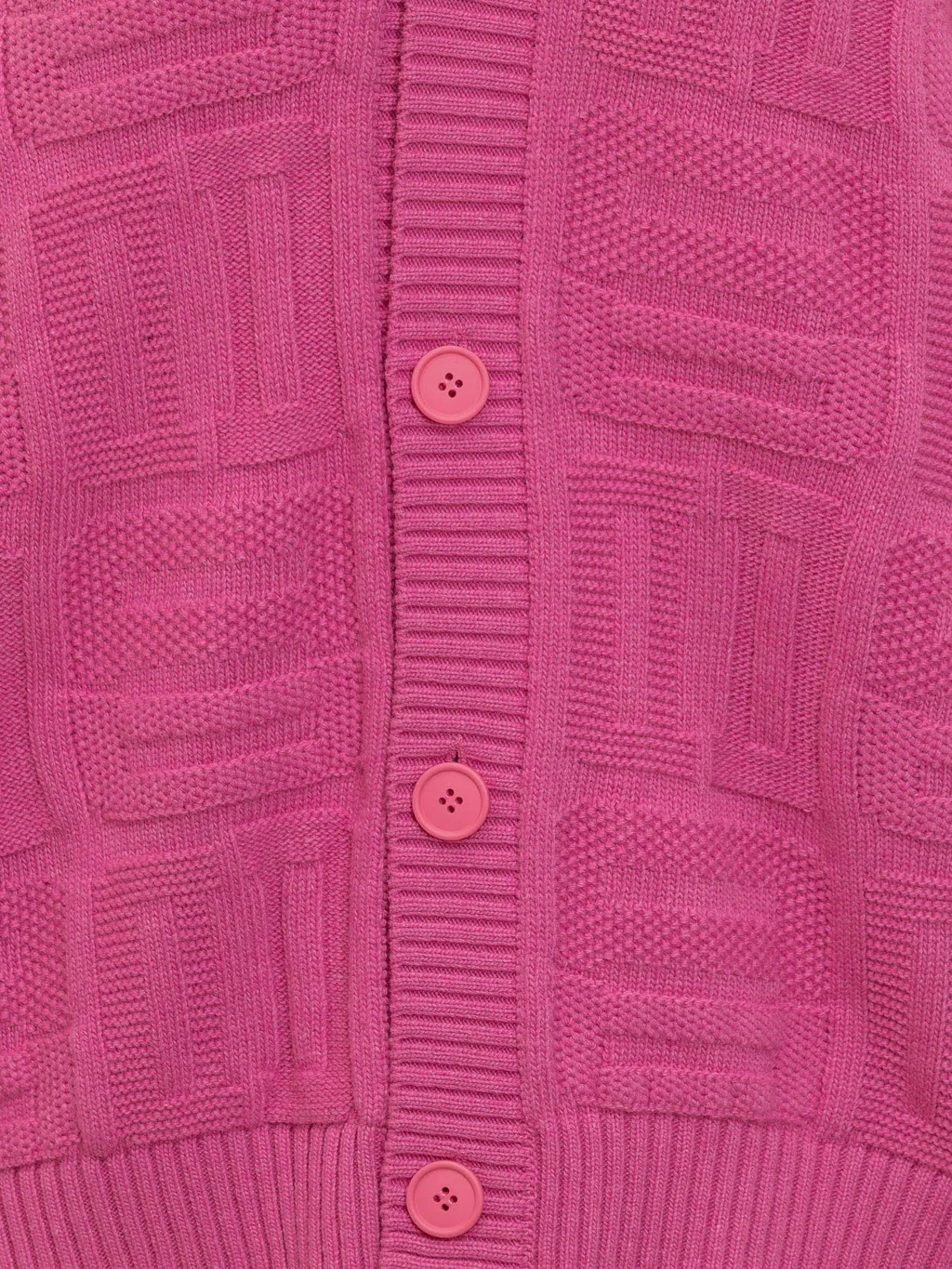 Monogram-Knitted Buttoned V-Neck Cardigan